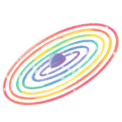 Fototapeta na wymiar Hand drawn planet crayon rinbow.