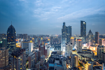 Fototapeta na wymiar Aerial photography of Wuxi city skyline at night