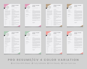 Modern minimalist resume cv design templates