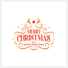 Christmas and Happy New Year logo vector Typography