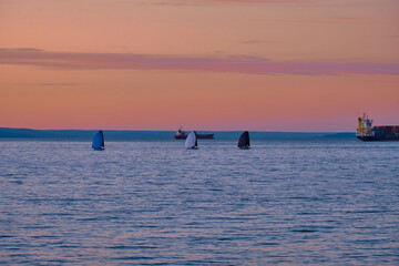 Fototapeta premium View of the Amur Bay at sunset.