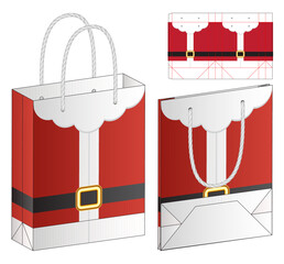 Christmas Box packaging die cut template design. 3d mock-up