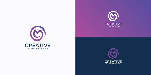 Letter m digital technology logo vector