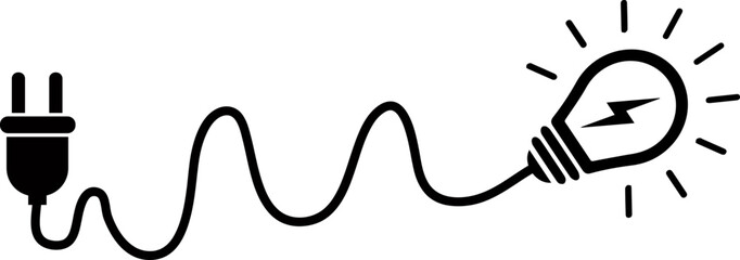 power plug with lamp vector energy