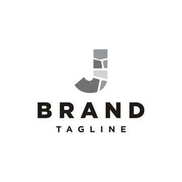 J Letter initial brick stone logo icon vector