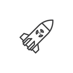 Nuclear weapon rocket line icon