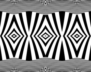 Abstract psychedelic stripes for digital wallpaper design. Line art pattern. Monochrome design. Vector print template. Geometry curve lines pattern. Futuristic concept