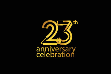  23 year anniversary celebration abstract style logotype. anniversary with gold color isolated on black background, vector design for celebration vector