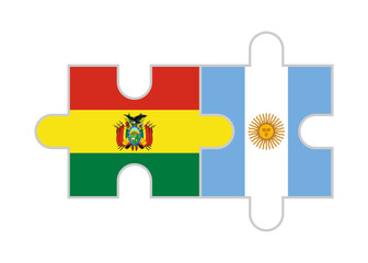 puzzle pieces of bolivia and argentina flags. vector illustration isolated on white background