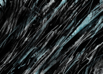 Gloomy background from black abstract hatched with ink, paints, brushes. Stylish modern abstraction...