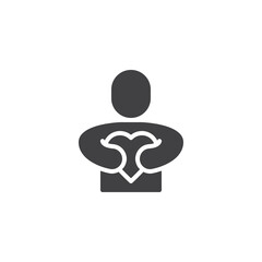 Man holding heart vector icon