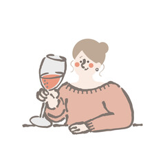ワイン/シャンパンを楽しむ女性　イラスト