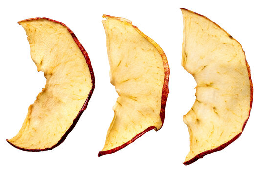 Three Dried Apple Slices Isolated From Above.