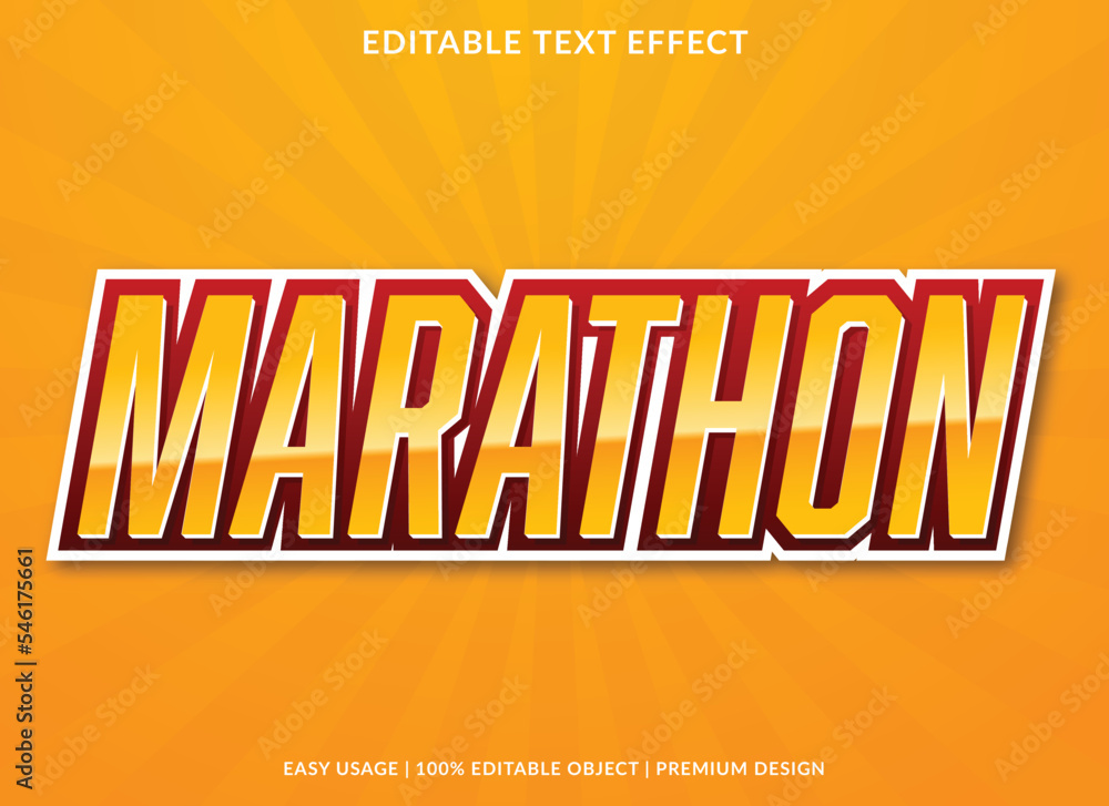 Poster marathon text effect template with abstract background style use for business logo and brand