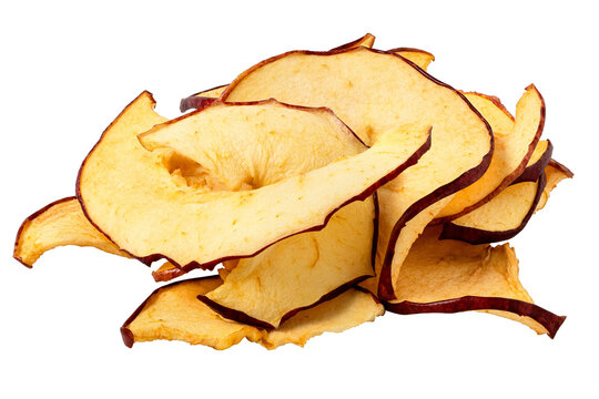 Pile of dried apple slices isolated.