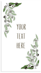 Vector design template with doodle style olives on white background