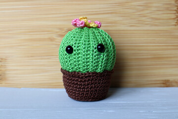 Crocheted needle holder Cactus. Handiwork.