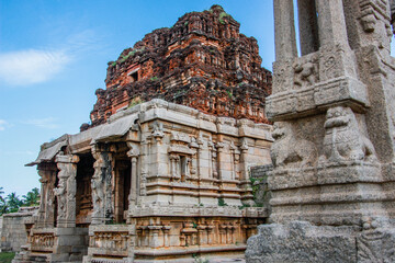 Closeup view of Achyutaraya temple entrance hampi karnataka india. unesco world heritage site