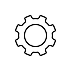 Single gear outline vector isolated on white background. Gear logo. Gear icon.