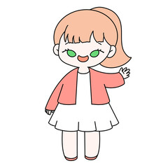 Traveling girl pose for a photo color illustration