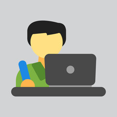 Study man icon in flat style, use for website mobile app presentation