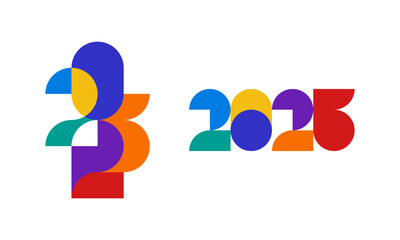 2023 new year modern colorful illustration with simple shapes for calendar or greeting card