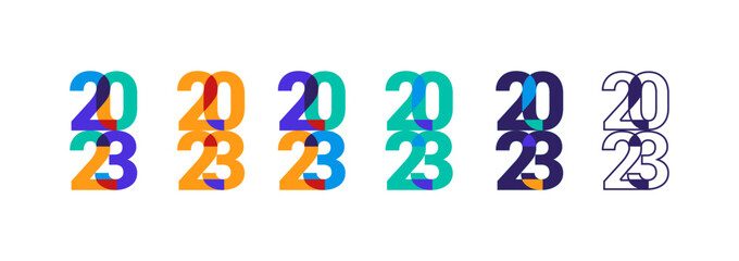 2023 new year modern colorful overlapping illustration with simple shapes for calendar or greeting card