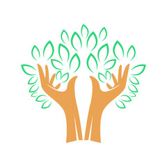 Tree hand logo icon design
