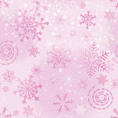 Delicate pink spotted Christmas pattern with snowflakes and stars. vector image