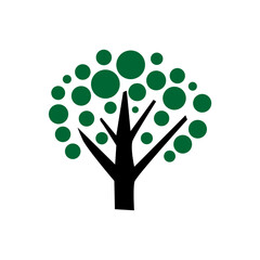 Vector illustration of a tree with round shaped leaves