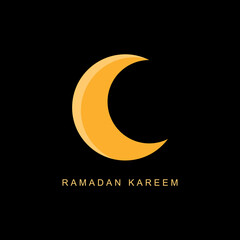 Fototapeta na wymiar Vector crescent moon with ramadan kareem inscription