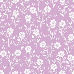 White flowers on pink background. Seamless floral pattern
