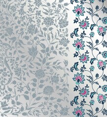 Fototapeta premium wedding card design, traditional paisley floral pattern , royal India 