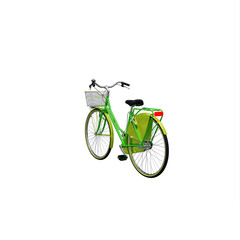 Fototapeta na wymiar Green bicycle with basket