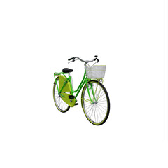 Green bicycle with basket