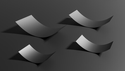 Abstract 3d-illustration of a futuristic background with black elements in front of a black background