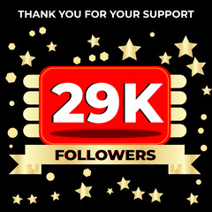 Thank you 29k followers celebration template design perfect for social network and followers, Vector illustration.