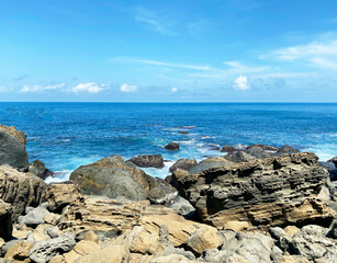 Fototapeta na wymiar Beautiful rocky shore in the northeast corner of Taiwan