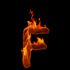fire letter F - Upper-case 3d demonic font - suitable for disaster, hell or global warming related subjects