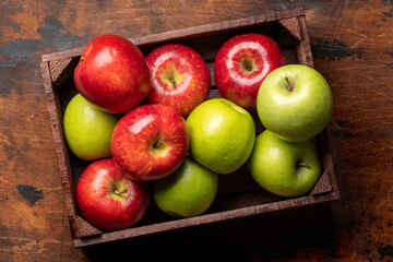 Red and green garden apples