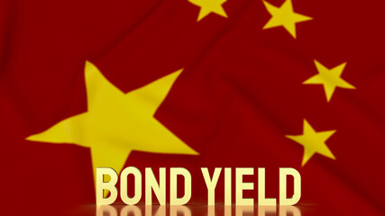 The gold bond yields on china flag background for business concept 3d rendering