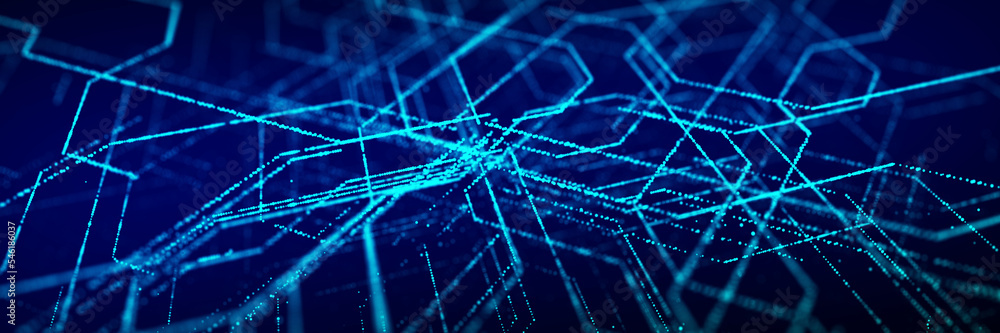 Aufkleber futuristic circuit board concept. progressive it technologies. digital data flow concept. big data v