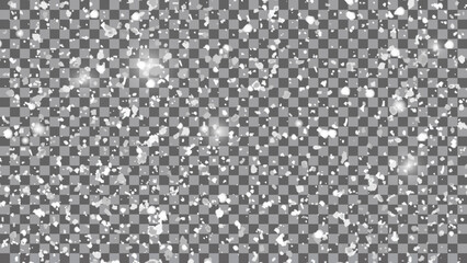 Realistic falling snowflakes. Isolated on transparent background. Vector illustration