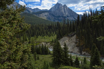 Johnston Creek over Johnston Canyon in Banff National Park,Alberta,Canada,North America

