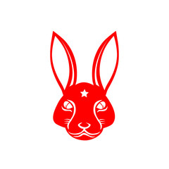 red rabbit logo. Chinese New Year. Vector illustration
