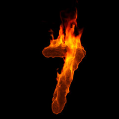 fire number 7 -  3d demonic digit - Suitable for disaster, hell or global warming related subjects