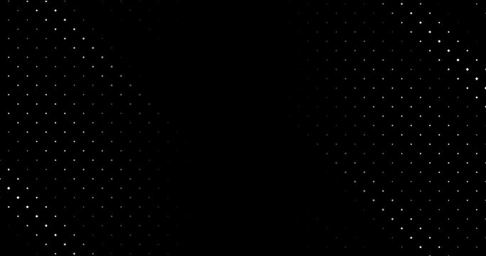 Abstract dynamic with white dots rhombus on transparent background (alpha channel). Motion modern animation. Modern banner template. Halftone style. Texture of dots pattern. Dotted animated gradient