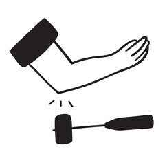 Medical concept. Reflex hammer. Outline hand drawn vector icon.