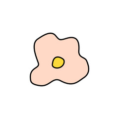 Retro Groovy Flower Element, Daisy flat icon in doodle style. Cute Hand Drawn Hippy Flower inspirited by 70s years. Vintage vector illustration isolated on white background. Floral for poster, print.