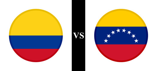 the concept of colombia vs venezuela. flags of colombian and venezuelan. vector illustration